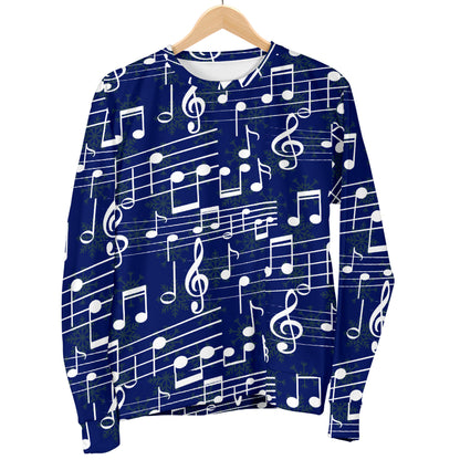 Music Note Blue Themed Print Men Long Sleeve Sweatshirt