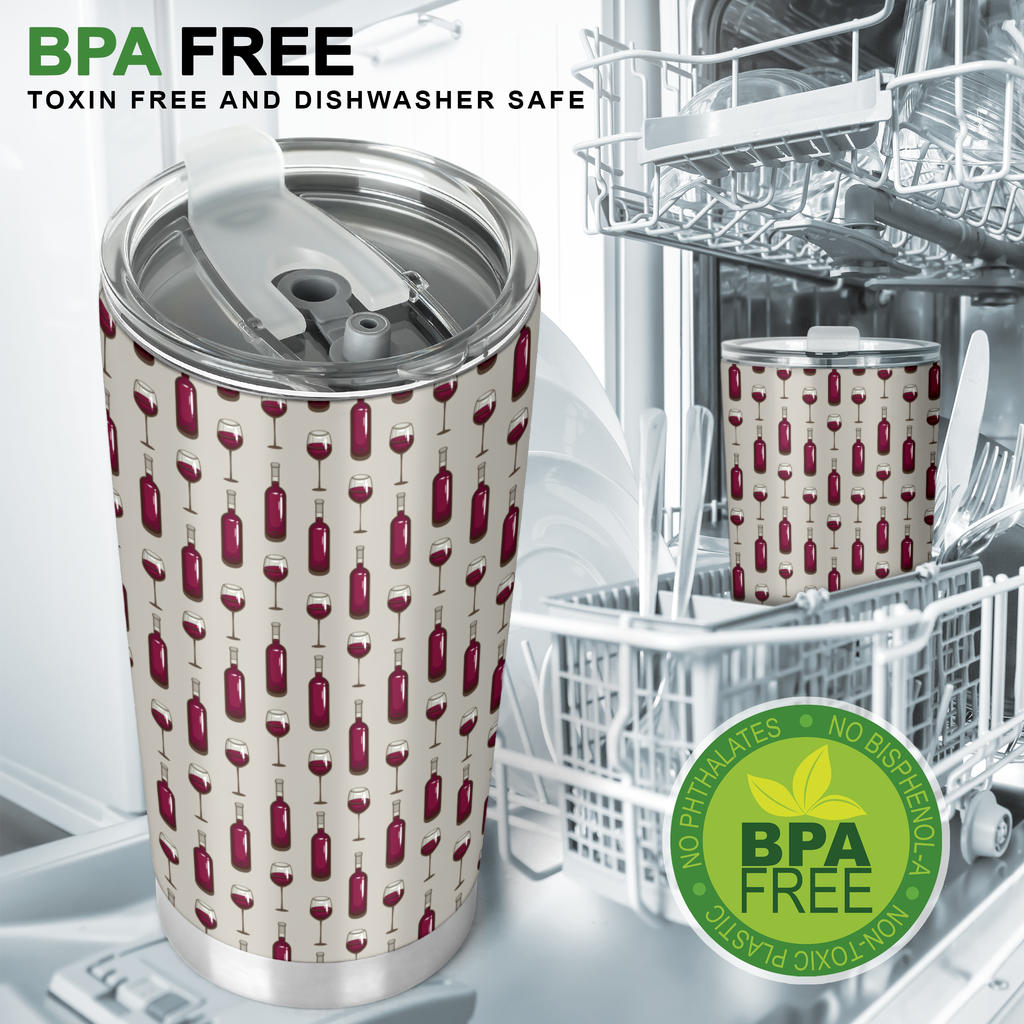 Wine Bottle Pattern Print Tumbler
