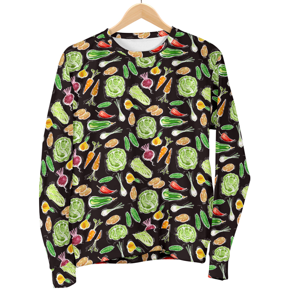 Vegan Draw Themed Design Print Men Long Sleeve Sweatshirt