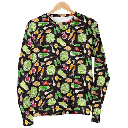 Vegan Draw Themed Design Print Men Long Sleeve Sweatshirt
