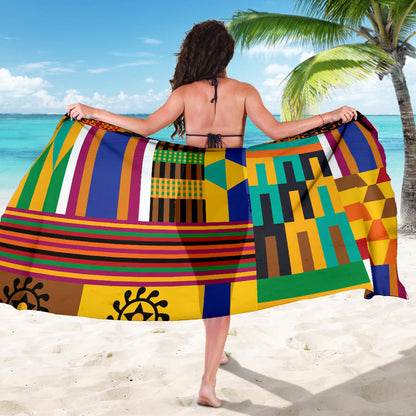 Kente Pattern Print Design 03 Sarong Pareo Wrap