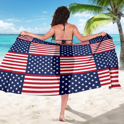 Patriotic US Flag Pattern Print Design A03 Sarong Pareo Wrap