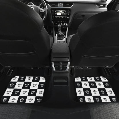 Checkered Flag Crown Pattern Car Floor Mats Front Back