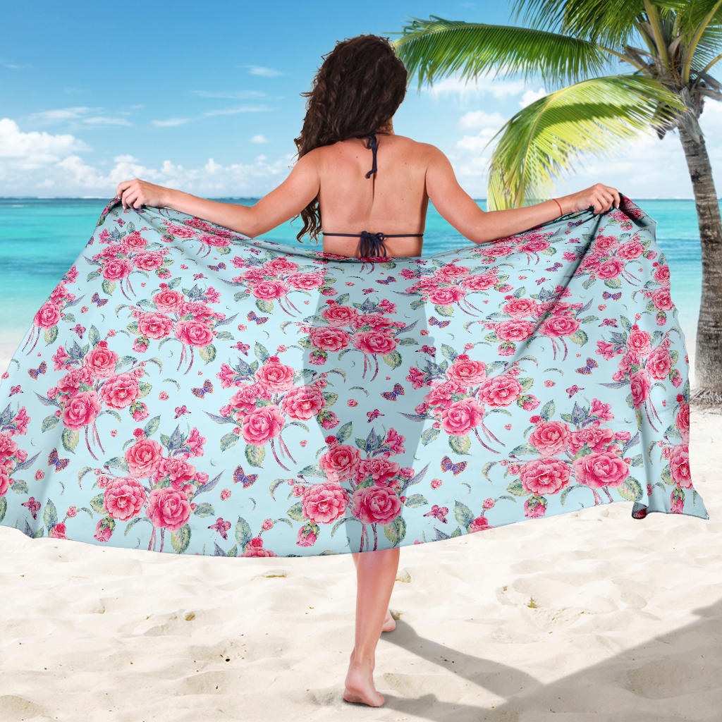 Camellia Pattern Print Design 01 Sarong Pareo Wrap