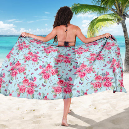 Camellia Pattern Print Design 01 Sarong Pareo Wrap
