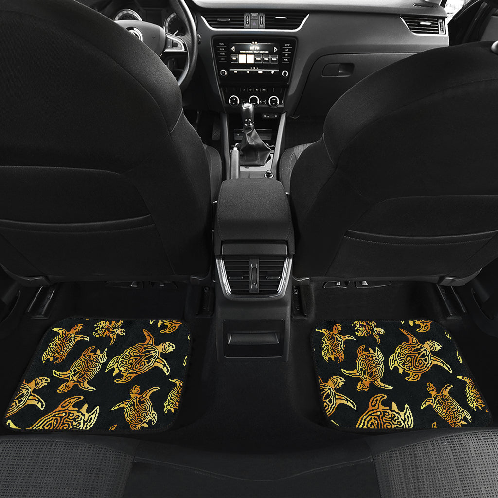 Gold Tribal Turtle Polynesian Themed Car Floor Mats Front Back