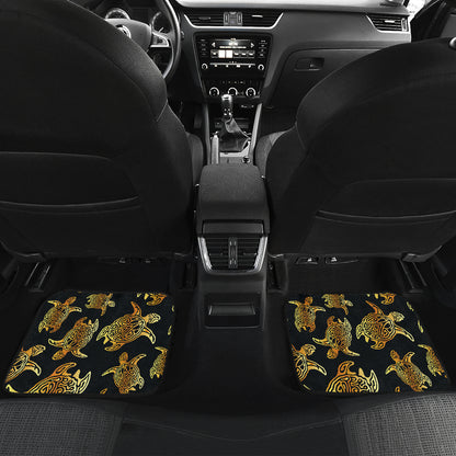 Gold Tribal Turtle Polynesian Themed Car Floor Mats Front Back