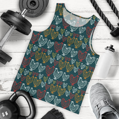 Rooster Hand Draw Design Men Tank Top