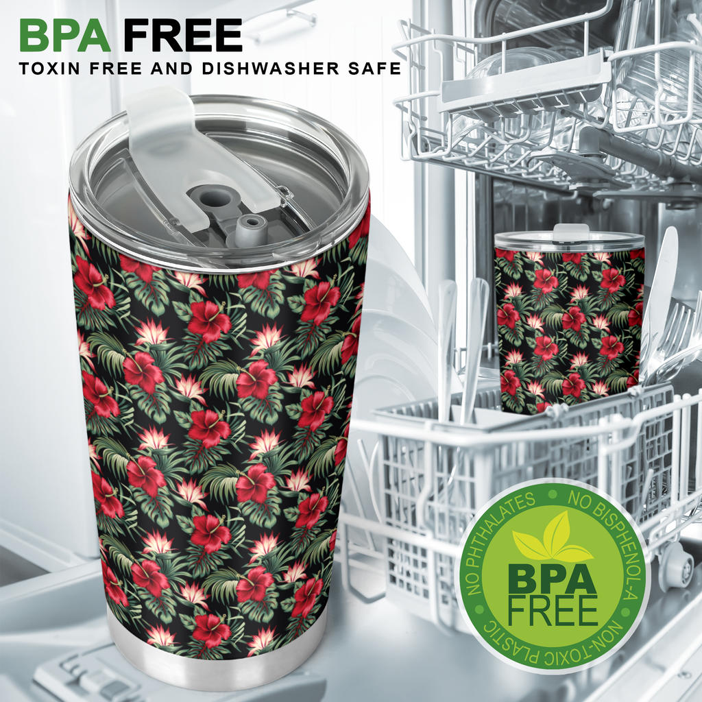 Flower Hawaiian Red Hibiscus Design Print Tumbler