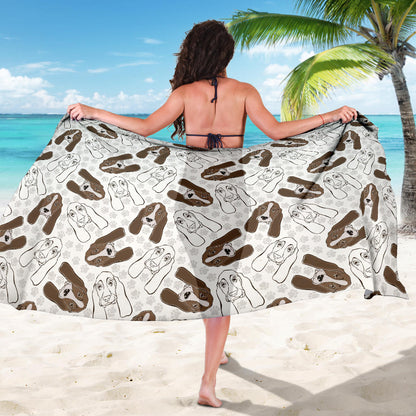 Basset Hound Pattern Print Design 01 Sarong Pareo Wrap
