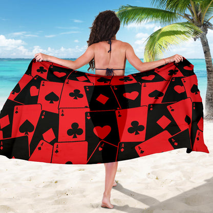Poker Cards Pattern Print Design A01 Sarong Pareo Wrap