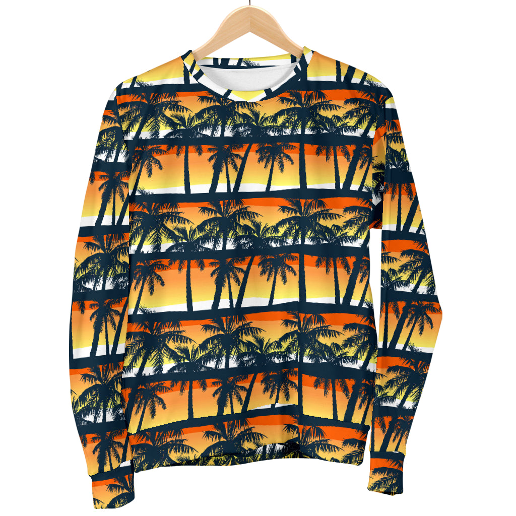 Palm Tree Sunset Design Print Men Long Sleeve Sweatshirt