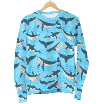 Whale Pattern Design Themed Print Women Long Sleeve Sweatshirt