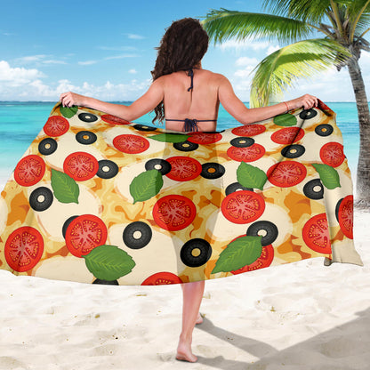 Pizza Pattern Print Design A05 Sarong Pareo Wrap