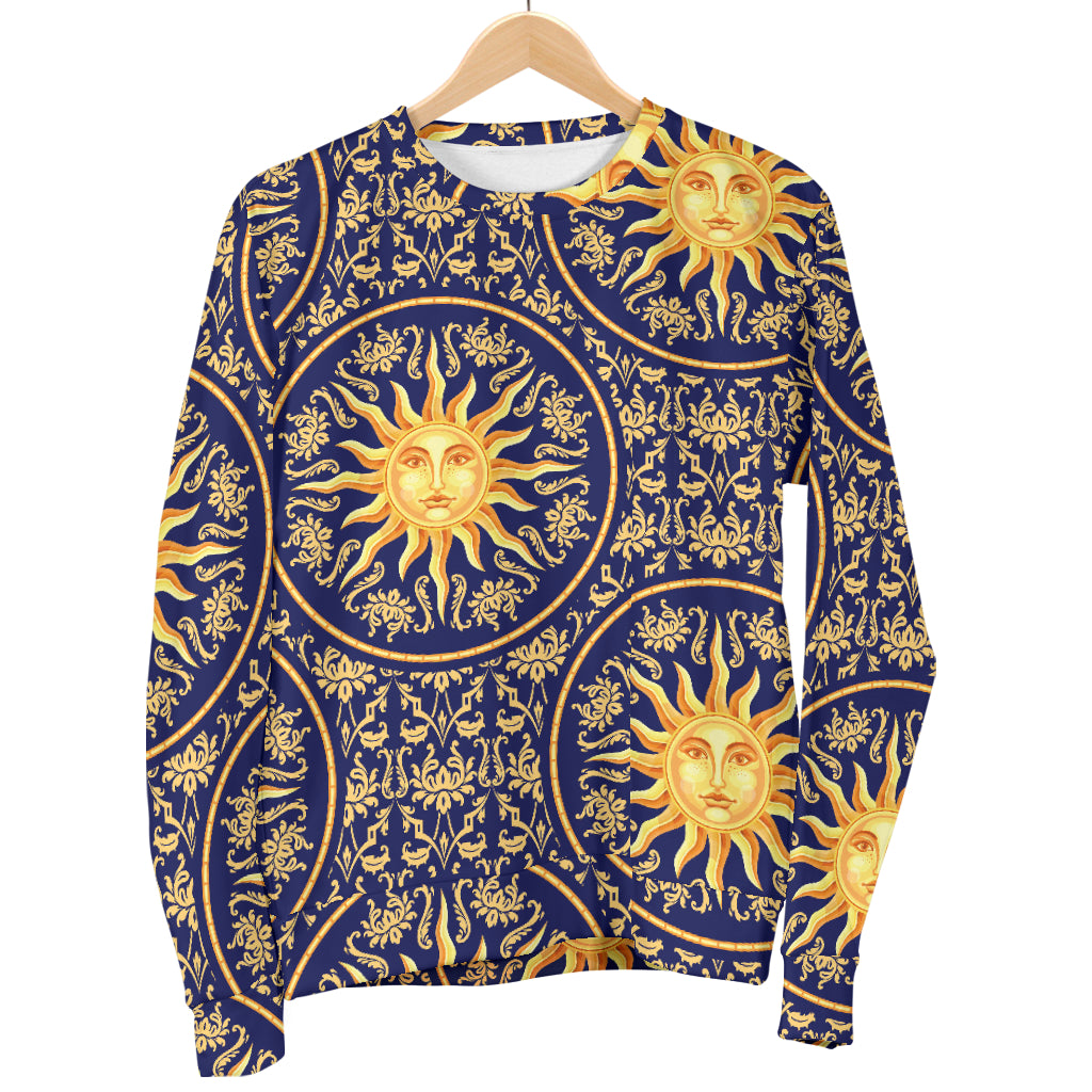 Celestial Gold Sun Face Women Long Sleeve Sweatshirt