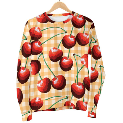 Cherry Orange Plaid Print Women Long Sleeve Sweatshirt