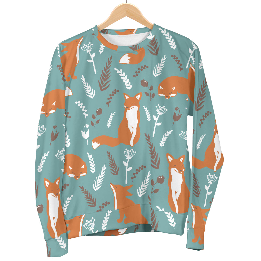 Fox Forest Print Pattern Women Long Sleeve Sweatshirt