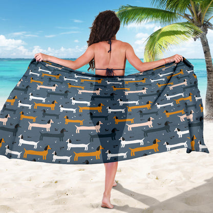 Dachshund Pattern Print Design 012 Sarong Pareo Wrap