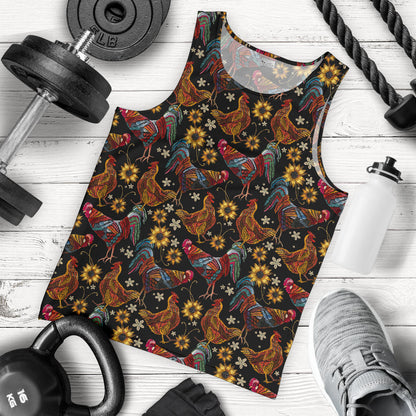 Chicken Embroidery Style Men Tank Top