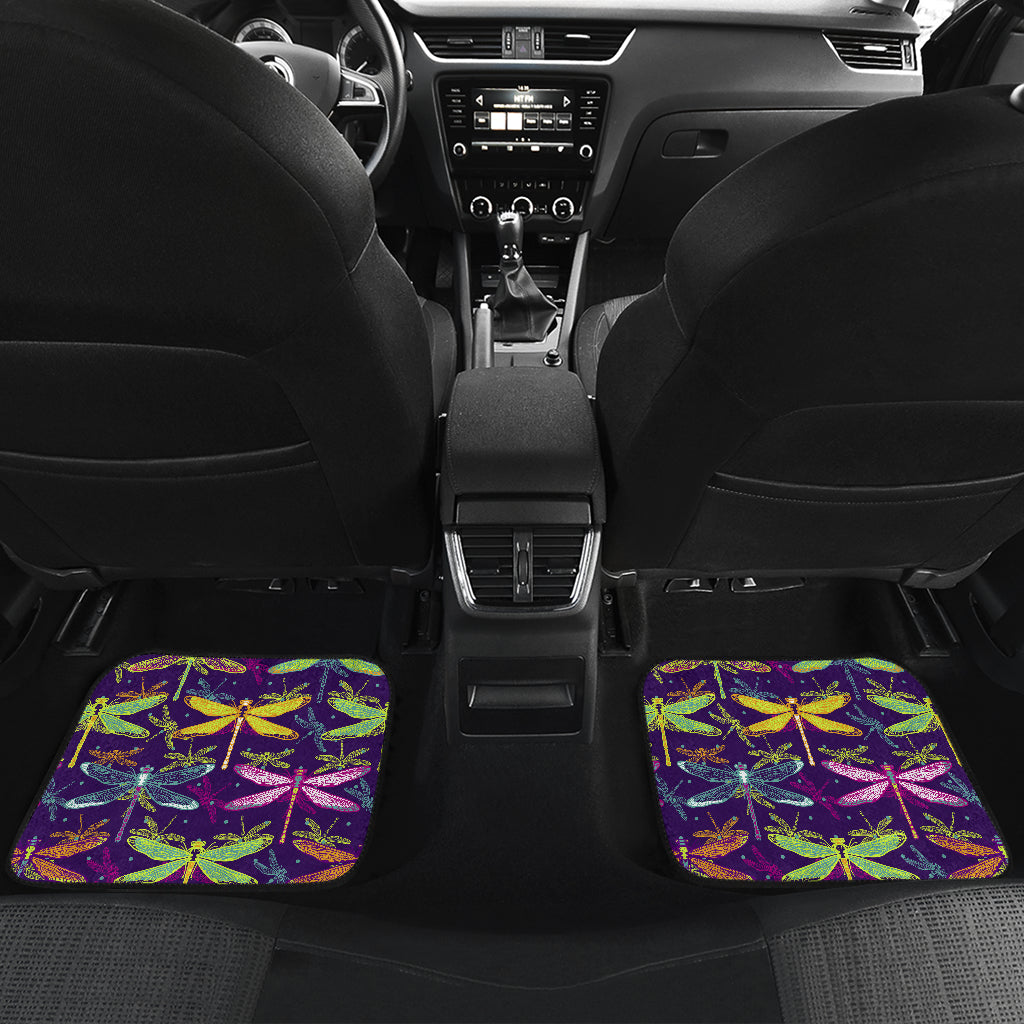 Dragonfly Neon Color Print Pattern Car Floor Mats Front Back