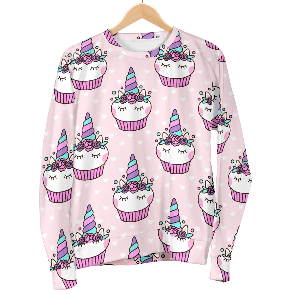 Cupcakes Unicorn Print Pattern Women Long Sleeve Sweatshirt