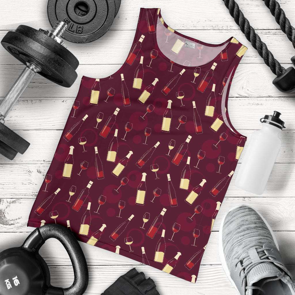 Wine Themed Pattern Print Men Tank Top