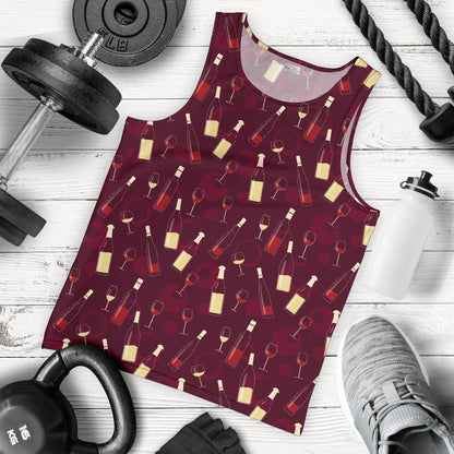 Wine Themed Pattern Print Men Tank Top