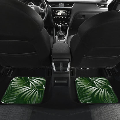 White Green Tropical Palm Leaves Car Floor Mats Front Back