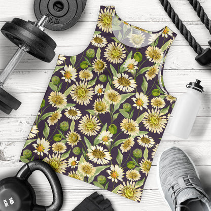 Daisy Vintage Print Pattern Men Tank Top