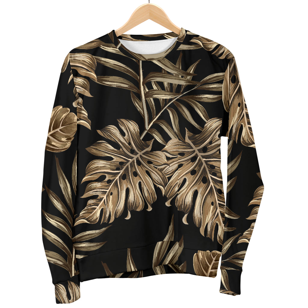 Brown Tropical Palm Leaves Men Long Sleeve Sweatshirt