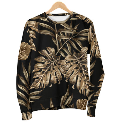 Brown Tropical Palm Leaves Men Long Sleeve Sweatshirt