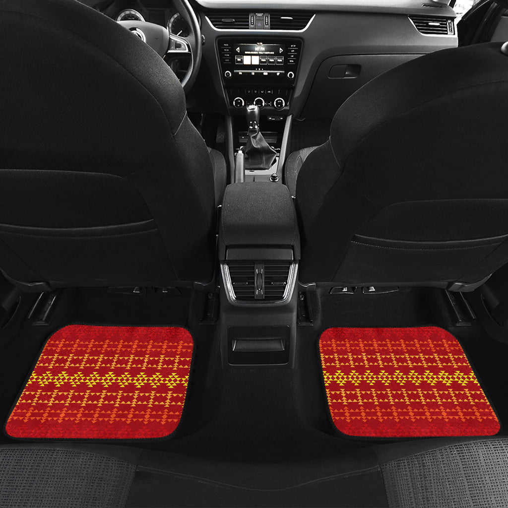 Southwest Red Gold Design Themed Print Car Floor Mats Front Back