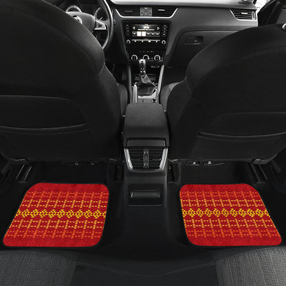 Southwest Red Gold Design Themed Print Car Floor Mats Front Back