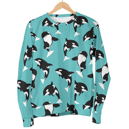 Whale Action Design Themed Print Men Long Sleeve Sweatshirt