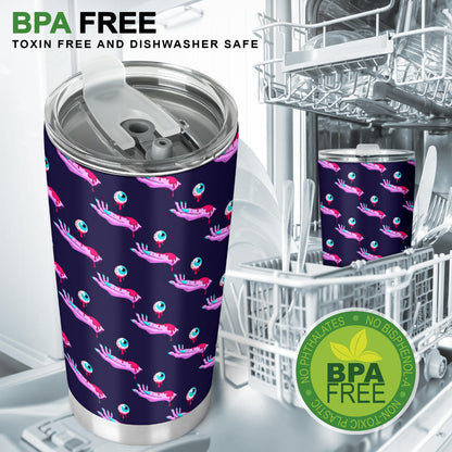 Zombie Pink Hand Design Pattern Print Tumbler
