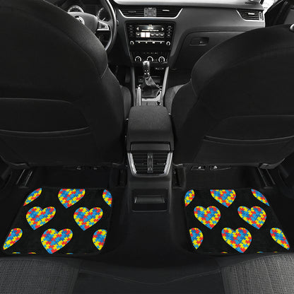 Autism Awareness Heart Design Print Car Floor Mats Front Back