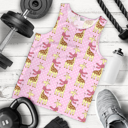 Giraffe Cute Pink Polka Dot Print Men Tank Top