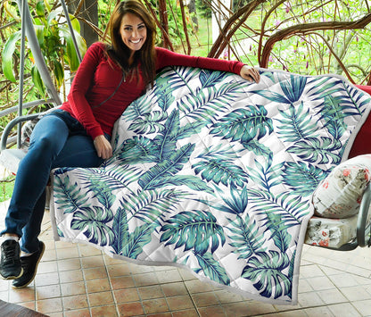 Pattern Tropical Palm Leaves Quilt Bedspread