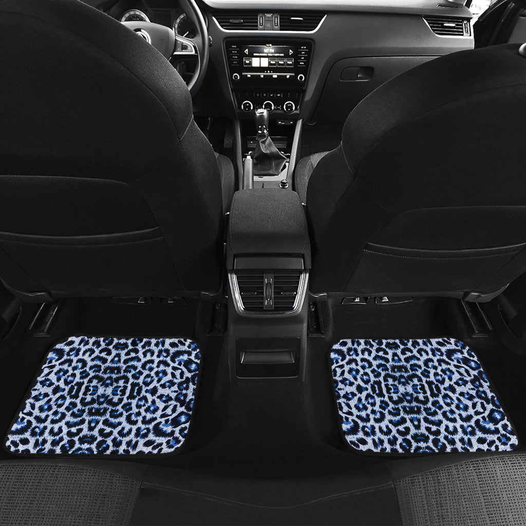 Leopard Blue Skin Print Car Floor Mats Front Back
