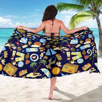 Beach Themed Pattern Print Design 04 Sarong Pareo Wrap
