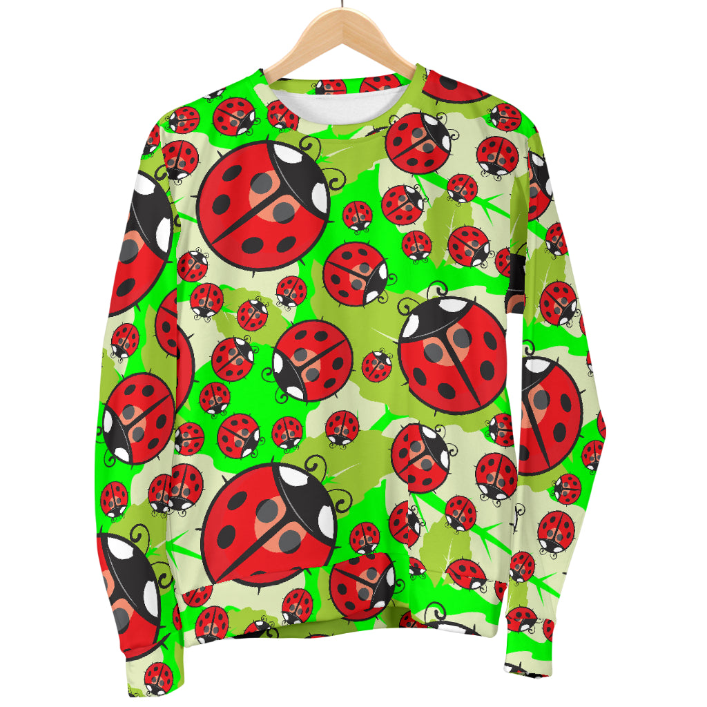 Ladybug with Leaf Print Pattern Women Long Sleeve Sweatshirt