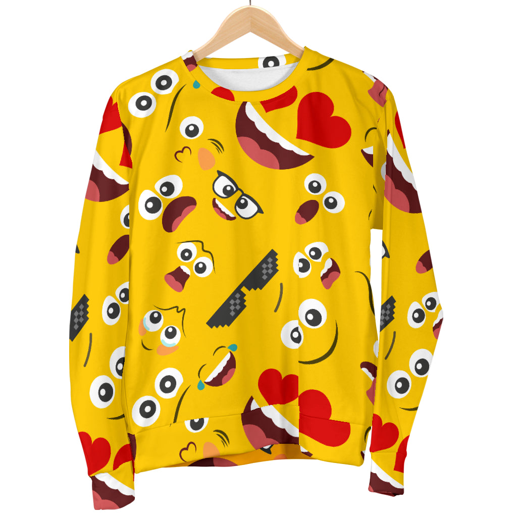 Emoji Face Print Pattern Women Long Sleeve Sweatshirt