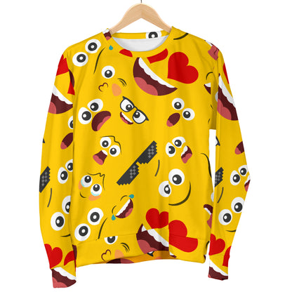 Emoji Face Print Pattern Women Long Sleeve Sweatshirt