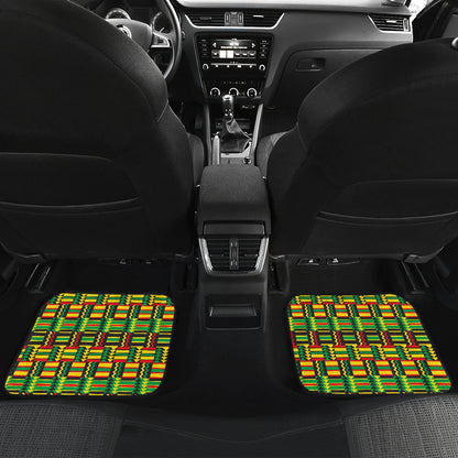 African Zip Zag Print Pattern Car Floor Mats Front Back