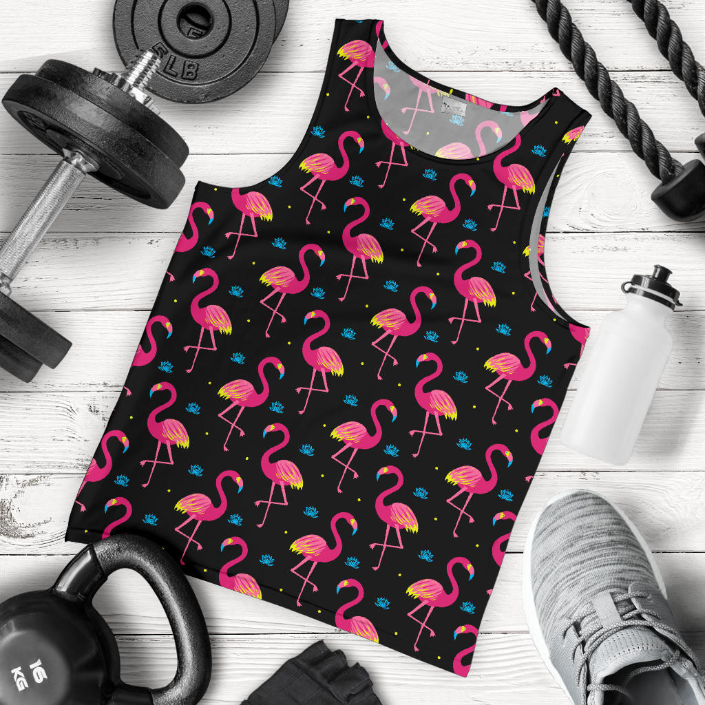 Flamingo Pink Neon Print Pattern Men Tank Top