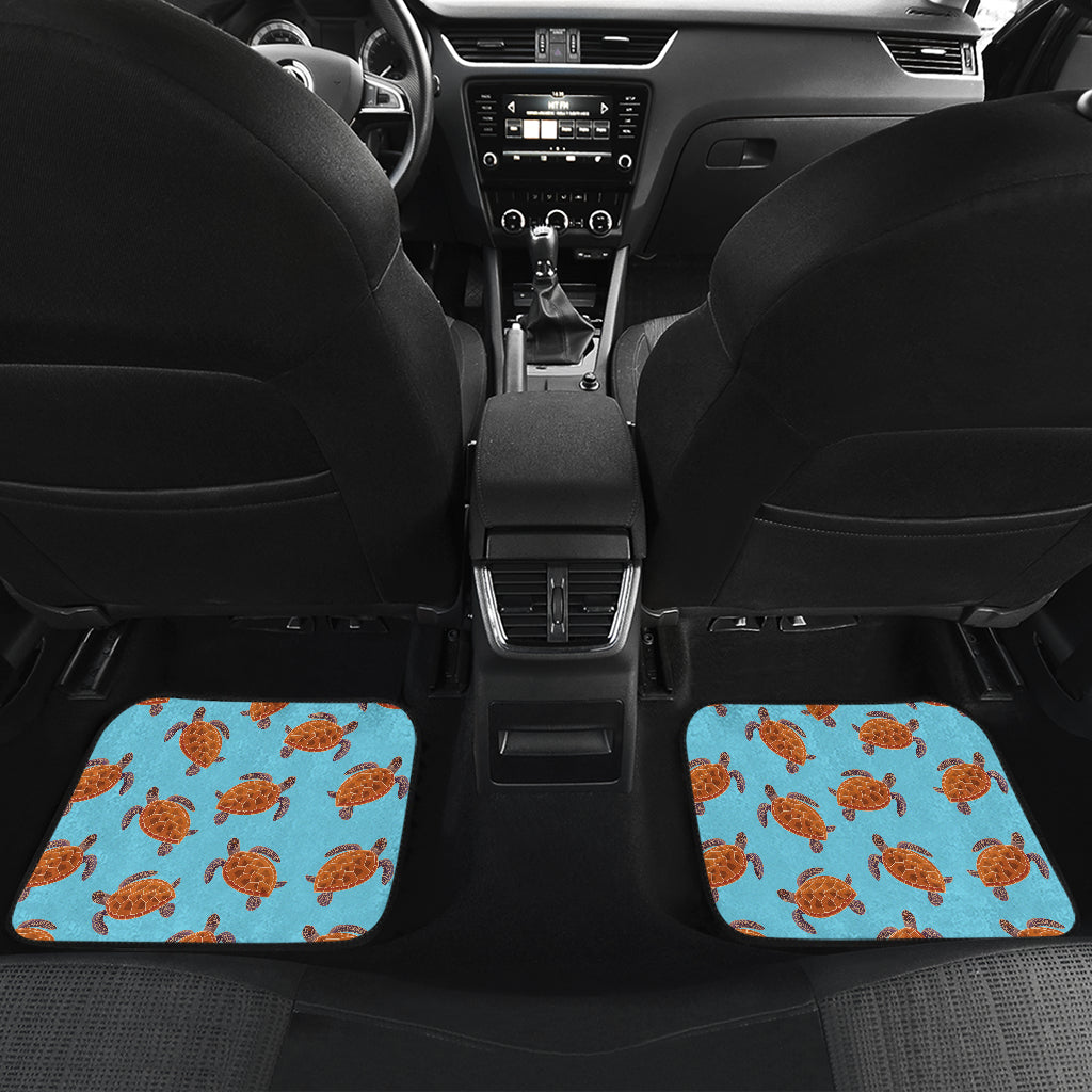 Brow Sea Turtle Print Pattern Car Floor Mats Front Back