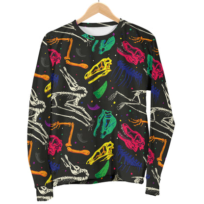 Dinosaur Skull Color Print Pattern Women Long Sleeve Sweatshirt