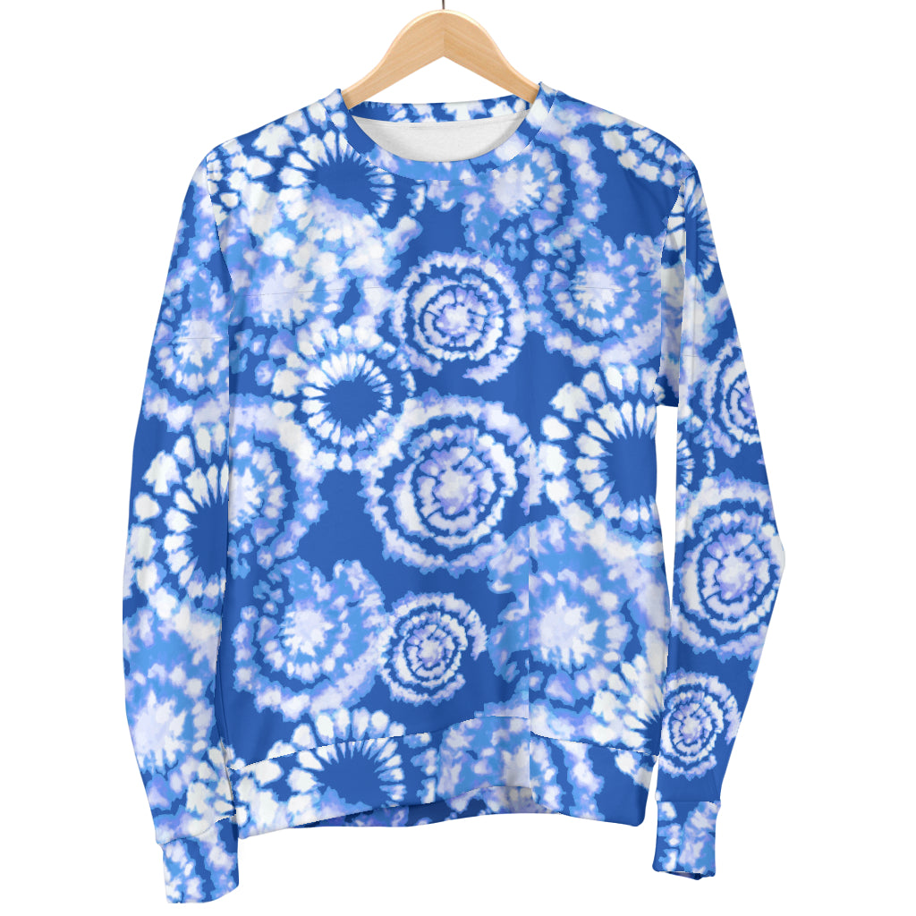 Tie Dye Blue Design Print Women Long Sleeve Sweatshirt