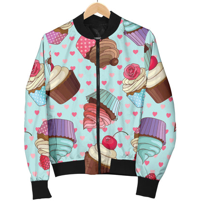 Cupcakes Fancy Heart Print Pattern Men Bomber Jacket
