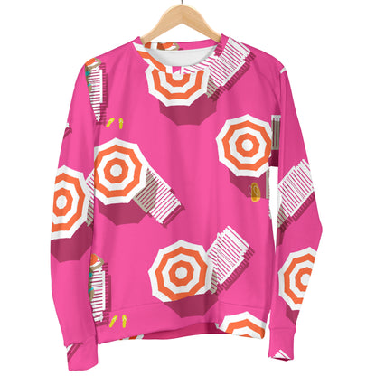 Beach Top View Umbrella Theme Men Long Sleeve Sweatshirt